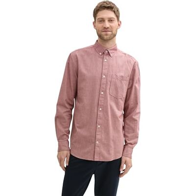 TOM TAILOR herrskjorta, 36441 – Mörkt vinröd Chambray, 3XL TOM TAILOR herrskjorta, 36441 – Mörkt vinröd Chambray, 3XL