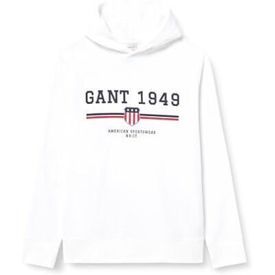 GANT Grafisk huvtröja, Äggskal, M GANT Grafisk huvtröja, Äggskal, M
