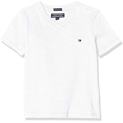 Tommy Hilfiger Pojkar Basic Vn Knit S/S Kb0kb04142, Vit (ljusvit), 164 Tommy Hilfiger Pojkar Basic Vn Knit S/S Kb0kb04142, Vit (ljusvit), 164