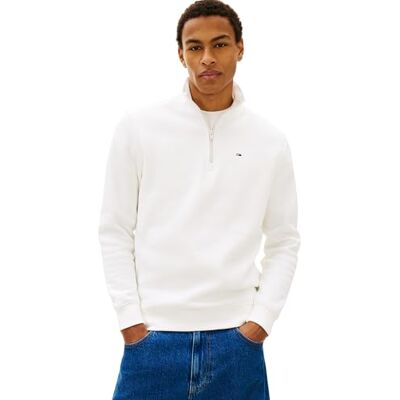 Tommy Jeans herr Tjm Reg fleece 1/4 dragkedja stoppad hals DM0DM20339 halv dragkedja tröja, vit (cru), M Tommy Jeans herr Tjm Reg fleece 1/4 dragkedja stoppad hals DM0DM20339 halv dragkedja tröja, vit (cru), M