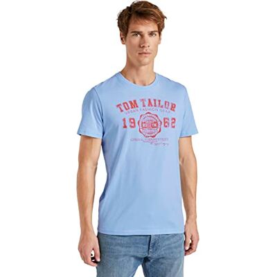 TOM TAILOR Herr 1008637 T-shirt med logotyp 13302 Light Metal Blue S TOM TAILOR Herr 1008637 T-shirt med logotyp 13302 Light Metal Blue S