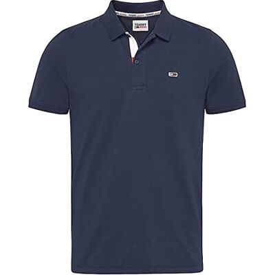 Tommy Jeans TJM Slim Placket Polo S/S herr, Twilight Navy, S Tommy Jeans TJM Slim Placket Polo S/S herr, Twilight Navy, S