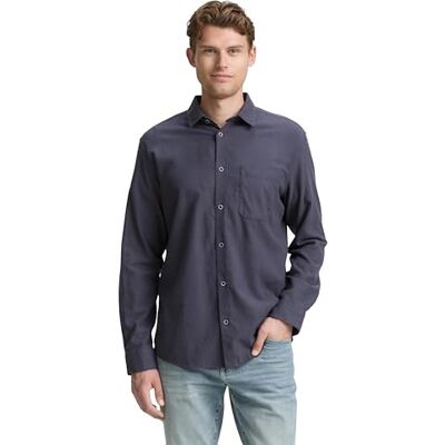 TOM TAILOR herrskjorta, 38523 – marinblå tonal twill, M TOM TAILOR herrskjorta, 38523 – marinblå tonal twill, M