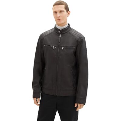 TOM TAILOR herr 1024298 jacka, 35654-svart falsk läder, XL, 35654 – svart falskt läder, XL TOM TAILOR herr 1024298 jacka, 35654-svart falsk läder, XL, 35654 – svart falskt läder, XL