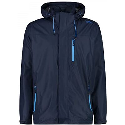 CMP Herrregnjacka av ripstop-polyester med avtagbar huva, svart blå, 46 CMP Herrregnjacka av ripstop-polyester med avtagbar huva, svart blå, 46