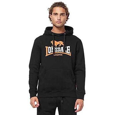 Lonsdale Tröja med huva för män, Svart/orange/vit, S Lonsdale Tröja med huva för män, Svart/orange/vit, S