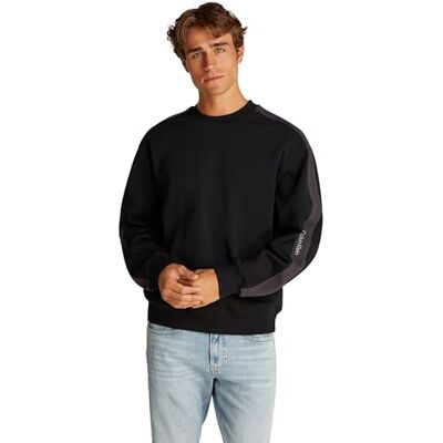 Calvin CK JEANS herr logotyp tejp crew neck J30J327230, svart (svart), XL, Svart (k svart), XL Calvin CK JEANS herr logotyp tejp crew neck J30J327230, svart (svart), XL, Svart (k svart), XL