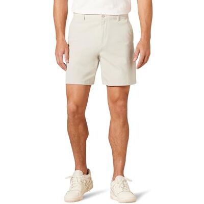 Amazon Essentials herr Classic-Fit 7 tum Comfort Stretch Chino kort, sten, 32 Amazon Essentials herr Classic-Fit 7 tum Comfort Stretch Chino kort, sten, 32