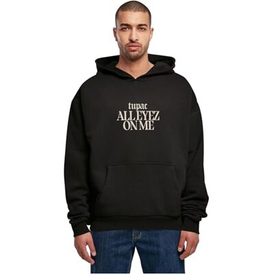 MERCHCODE Mister Tee 2Pac All Eyez on me tracklist ultra tung oversize huvtröja, svart, 4XL plus size MERCHCODE Mister Tee 2Pac All Eyez on me tracklist ultra tung oversize huvtröja, svart, 4XL plus size