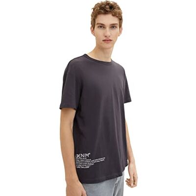 TOM TAILOR Denim Herr T-shirt med backtryck 1033995, 29476 Coal Grey, XS TOM TAILOR Denim Herr T-shirt med backtryck 1033995, 29476 Coal Grey, XS