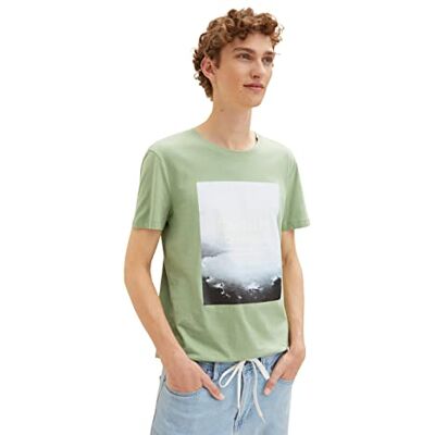 TOM TAILOR Denim Herr T-shirt med tryck 1033038, 29768 Cold Green, XS TOM TAILOR Denim Herr T-shirt med tryck 1033038, 29768 Cold Green, XS