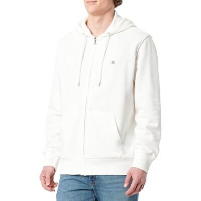 GANT REG Shield huvtröja med full dragkedja, Äggskal, XL GANT REG Shield huvtröja med full dragkedja, Äggskal, XL