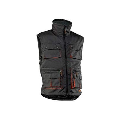 Juba Multi-Pocket Oxford Polyester Pu-Väst, 3 4 Fleecefodrad, Svart Med Orange Detaljer, Storlek XL Juba Multi-Pocket Oxford Polyester Pu-Väst, 3 4 Fleecefodrad, Svart Med Orange Detaljer, Storlek XL