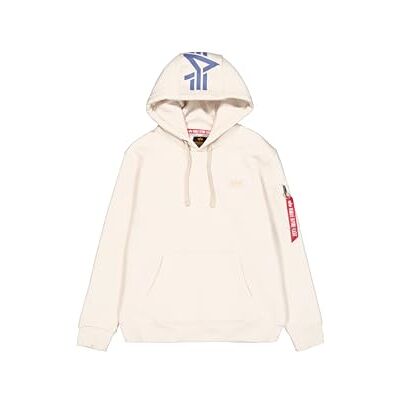 Alpha Industries Back Print Hoodie för män, Vintage White, XXL Alpha Industries Back Print Hoodie för män, Vintage White, XXL