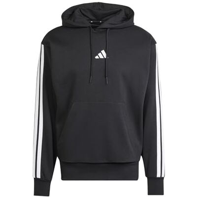 adidas herr Essential Three Stripes Fleece Hoodie Sweatshirt, black/white, XS adidas herr Essential Three Stripes Fleece Hoodie Sweatshirt, black/white, XS