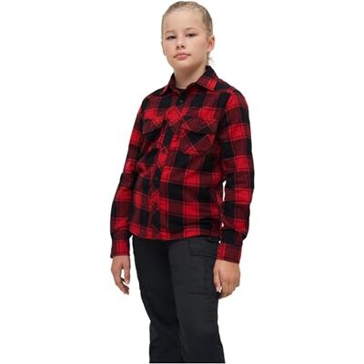 Brandit Unisex kontrolltröja barnskjorta, röd/svart, normal Brandit Unisex kontrolltröja barnskjorta, röd/svart, normal