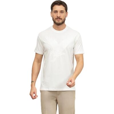 Giorgio Armani Herr stor broderad Eagle regular fit bomull jersey T-shirt, Vit, S Giorgio Armani Herr stor broderad Eagle regular fit bomull jersey T-shirt, Vit, S