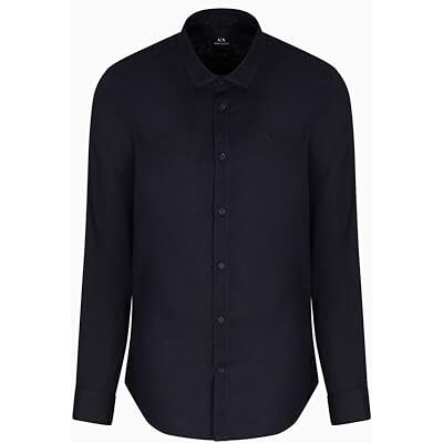 Giorgio Armani Men's Essential, broderad tonallogotyp, skjorta, blå, XS, Djup marinblå, XS Giorgio Armani Men's Essential, broderad tonallogotyp, skjorta, blå, XS, Djup marinblå, XS