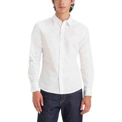 Levi's Långärmad herrskjorta Housemark Slim skjorta, Ljus vit, XXL Levi's Långärmad herrskjorta Housemark Slim skjorta, Ljus vit, XXL