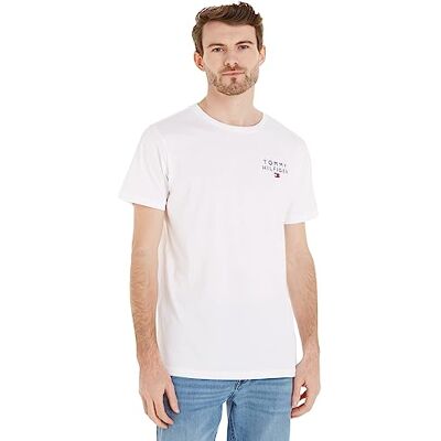 Tommy Hilfiger herr-t-shirt, kortärmad, rund halsringning, Vit (vit), M Tommy Hilfiger herr-t-shirt, kortärmad, rund halsringning, Vit (vit), M