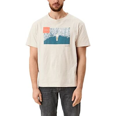 s.Oliver Herr T-shirt Kurzarm avslappnad passform, Skum, S s.Oliver Herr T-shirt Kurzarm avslappnad passform, Skum, S