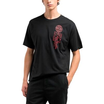 Replay T-shirt för män avslappnad passform, 098 svart, M Replay T-shirt för män avslappnad passform, 098 svart, M
