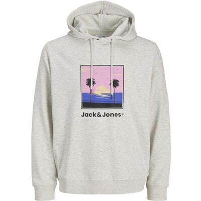 JACK & JONES Jjperry Sweat Hood, Vit melange, M JACK & JONES Jjperry Sweat Hood, Vit melange, M