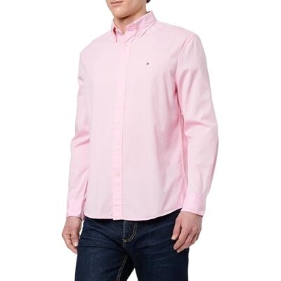 Tommy Hilfiger Flex Poplin Solid Regular Fit Skjorta för män, Rosa (klassisk rosa), M Tommy Hilfiger Flex Poplin Solid Regular Fit Skjorta för män, Rosa (klassisk rosa), M
