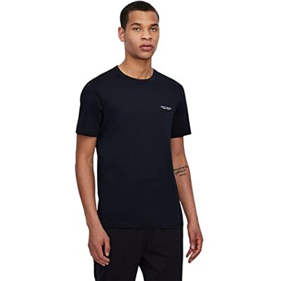 Giorgio Armani Kort ärm mikro Milano/ny logotyp herr T-shirt, Blå, XL Giorgio Armani Kort ärm mikro Milano/ny logotyp herr T-shirt, Blå, XL