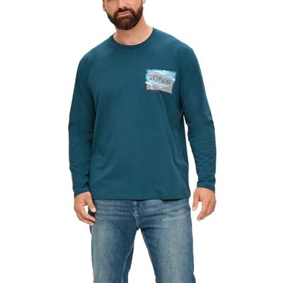 s.Oliver Stor storlek herr t-shirt långärmad blå grön XXL, Blågrön, XXL s.Oliver Stor storlek herr t-shirt långärmad blå grön XXL, Blågrön, XXL