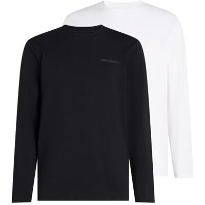 KARL LAGERFELD Elongated Logo Long Sleeves T-shirt (2-pack), svart/vit, XS KARL LAGERFELD Elongated Logo Long Sleeves T-shirt (2-pack), svart/vit, XS