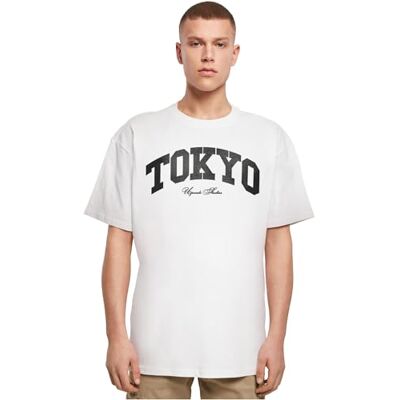 Tee Upscale herr t-shirt Tokyo College oversize t-shirt, tryck t-shirt, överdimensionerad passform, streetwear, Vit, S Tee Upscale herr t-shirt Tokyo College oversize t-shirt, tryck t-shirt, överdimensionerad passform, streetwear, Vit, S