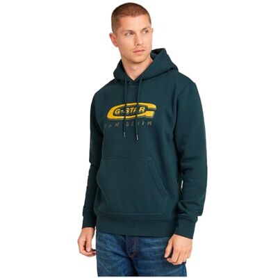 G-STAR RAW Old Skool-logotyp huvtröja, Blå (Legion Blue D26347-d733-862), L G-STAR RAW Old Skool-logotyp huvtröja, Blå (Legion Blue D26347-d733-862), L