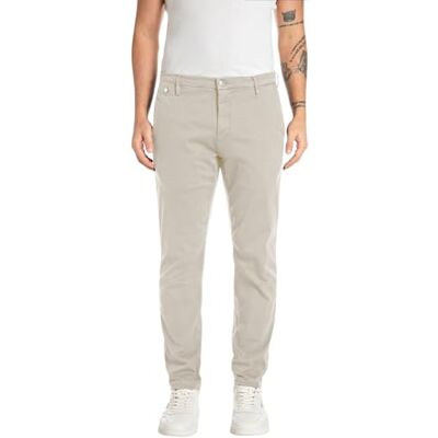 Replay Män, normal passform, chinos jeans, Benni Hyperchino Color Xlite, 604 Moon Grey, 30W / 34L Replay Män, normal passform, chinos jeans, Benni Hyperchino Color Xlite, 604 Moon Grey, 30W / 34L