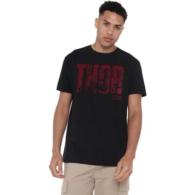 Marvel Thor Text T-shirt för män, Svart (svart blk), M Marvel Thor Text T-shirt för män, Svart (svart blk), M