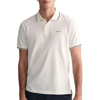 GANT Tipping SS Pique Rugger, Vit, S GANT Tipping SS Pique Rugger, Vit, S