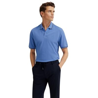 bugatti Pikétröja för män, basic, kortärmad, modern passform, 340 blågrå, XXL bugatti Pikétröja för män, basic, kortärmad, modern passform, 340 blågrå, XXL