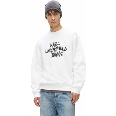 KARL LAGERFELD JEANS , herr, normal graffiti-tröja, normal passform, vit, XS, Vit, XS KARL LAGERFELD JEANS , herr, normal graffiti-tröja, normal passform, vit, XS, Vit, XS