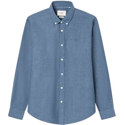 Springfield Linne Basic European Flax-skjorta för män, Marinblå, L Springfield Linne Basic European Flax-skjorta för män, Marinblå, L