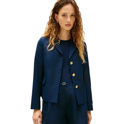 Tommy Hilfiger Dam linneblandning Slim Blazer WW0WW49335, BLUE, 34 Tommy Hilfiger Dam linneblandning Slim Blazer WW0WW49335, BLUE, 34