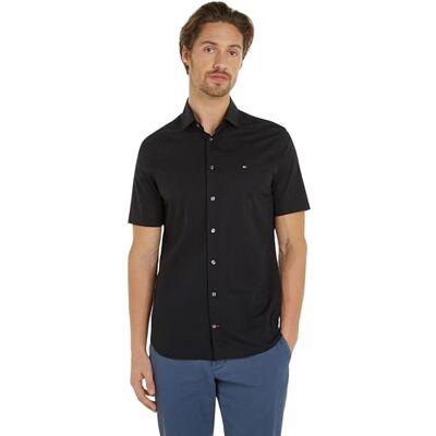 Tommy Hilfiger herr Core Cl Flex Poplin Sf skjorta S/S klänning skjortor, svart, 44W, Svart, 46 SE Tommy Hilfiger herr Core Cl Flex Poplin Sf skjorta S/S klänning skjortor, svart, 44W, Svart, 46 SE
