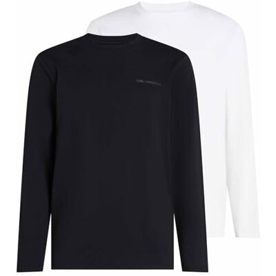 KARL LAGERFELD Armongated Logo Långärmad T-shirt (2-pack), svart/vit, XL KARL LAGERFELD Armongated Logo Långärmad T-shirt (2-pack), svart/vit, XL