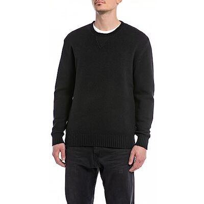 Replay Tröja för män, avslappnad passform, 098 svart, XL Replay Tröja för män, avslappnad passform, 098 svart, XL