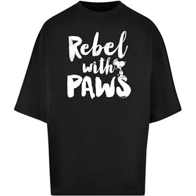 MERCHCODE T-shirt Peanuts för män – Rebel with Paws Huge Tee överdimensionerad passform, bomull 100 percent, M, svart, M MERCHCODE T-shirt Peanuts för män – Rebel with Paws Huge Tee överdimensionerad passform, bomull 100 percent, M, svart, M