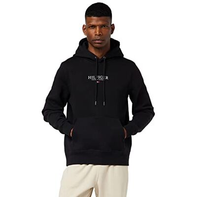 Tommy Hilfiger Herr Hilfiger logotyp huvtröja huvtröja, svart, S, Svart, S Tommy Hilfiger Herr Hilfiger logotyp huvtröja huvtröja, svart, S, Svart, S