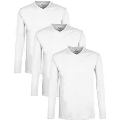 Lower East långärmad tröja för män (3-pack), Vit, M Lower East långärmad tröja för män (3-pack), Vit, M