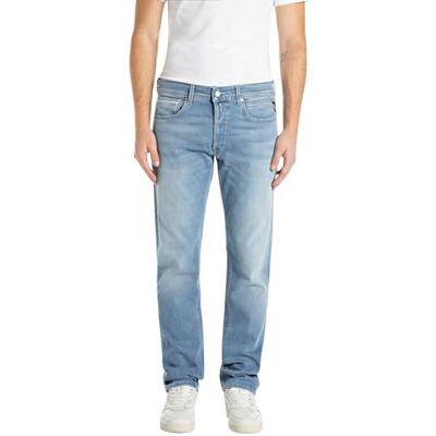 Replay Herr rak passform jeans Grover, 010 ljusblå, 34W / 34L Replay Herr rak passform jeans Grover, 010 ljusblå, 34W / 34L