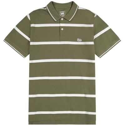Lee Pique Polo Shirt för män, Mercantile Green Stripe, S Lee Pique Polo Shirt för män, Mercantile Green Stripe, S