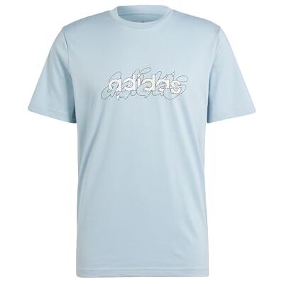 adidas För Män Illustrated Linear Graphic Tee, wonder blue, M adidas För Män Illustrated Linear Graphic Tee, wonder blue, M