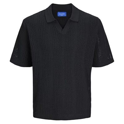 JACK & JONES JACK&JONES JORTAORMINA stickad SS Polo LN, svart, L JACK & JONES JACK&JONES JORTAORMINA stickad SS Polo LN, svart, L